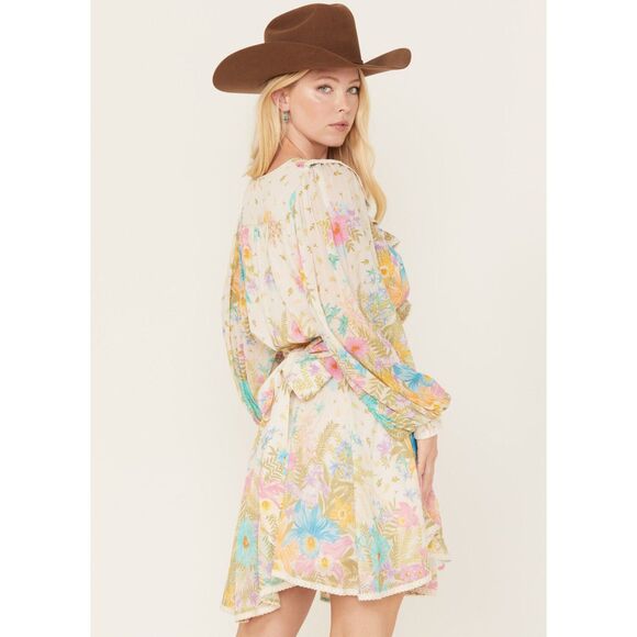 NWT SPELL & The Gypsy Floral Long Sleeve Lei Lei Mini Play Dress  Women's Sz XXS - Picture 10 of 14